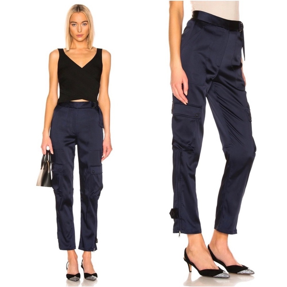 Jonathan Simkhai Carolina Structured Sateen Cargo Utility Pants Midnight Blue 2